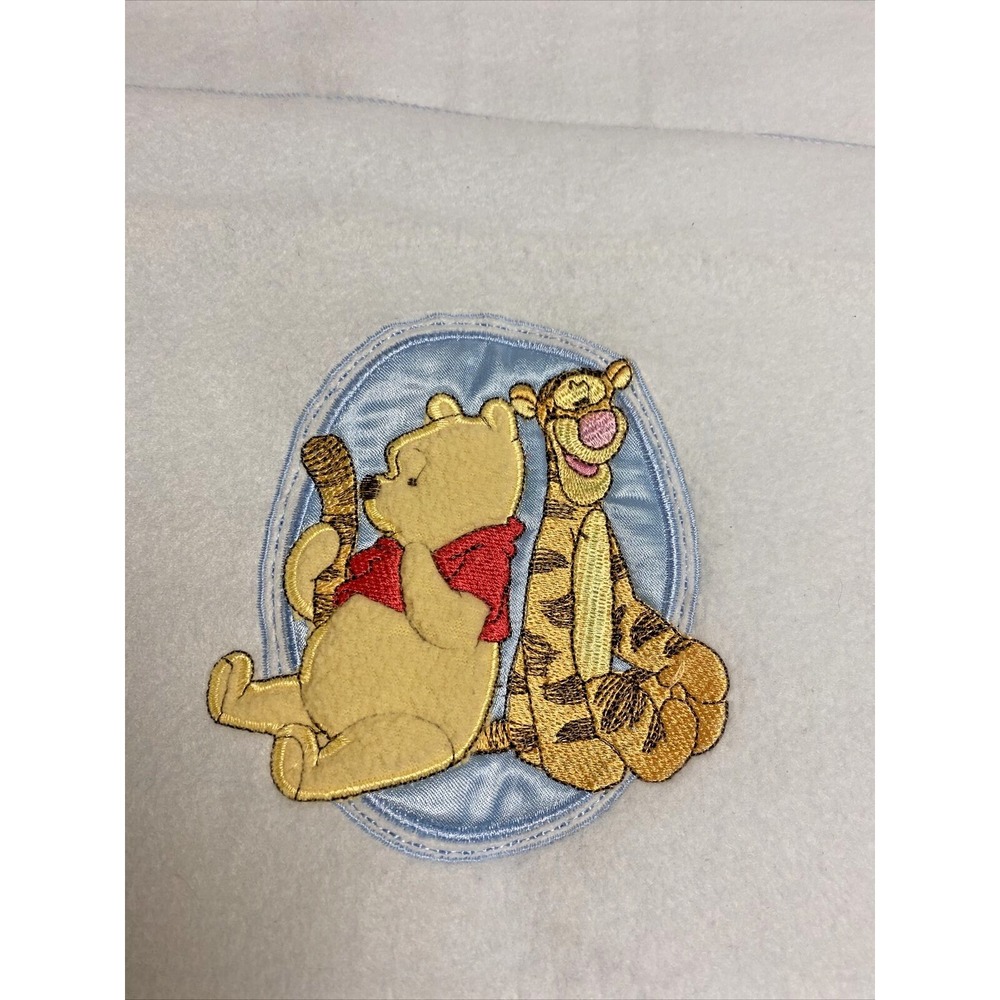 Disney Baby Pooh Tigger Blanket Blue Fleece Lovey Security soft 12" x 10" EUC